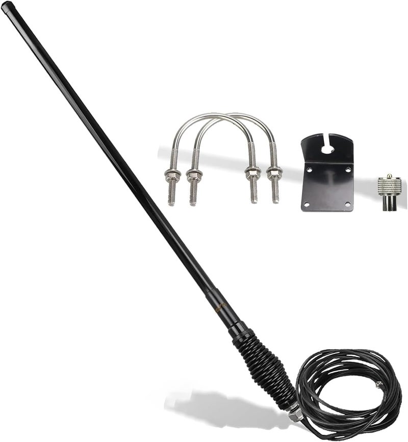 Retevis Heavy Duty Mobile Radio Antenna, Dual Band UHF/VHF Antenna, 48.2inch Fiberglass Mount Bracket,Spring Base with 16ft RG-58U Coaxial Cable,Compatible with Midland RT95 RT97L MB1(1Pack) - Image 1
